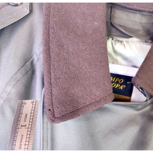 London Fog Tempo Europa Trench Overcoat Brown Khaki Belted Removable Liner 42 L - Picture 16 of 16